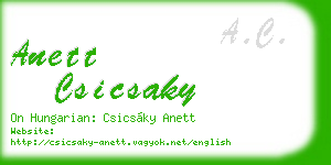anett csicsaky business card